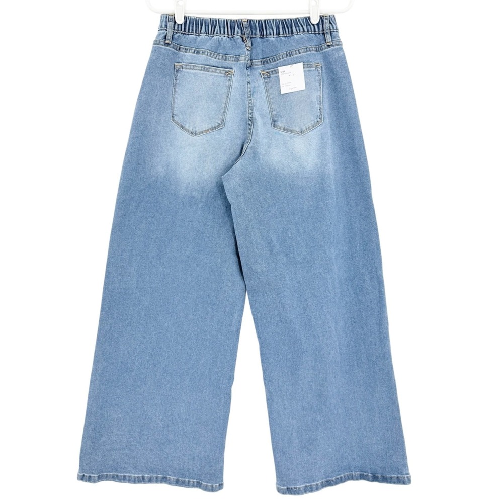 Vigoss Women's Wide-Leg Stretch Elastic Back Blue Denim Jeans Size 9/29 NWT